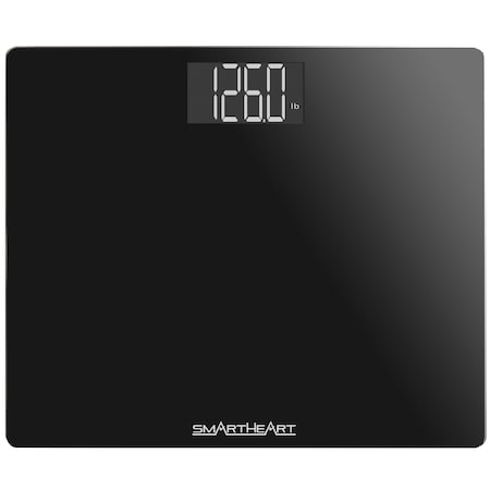 Smartheart Wide Platform Digital Weight Scale, 551 lbs / 250 kg Capacity, Tempered Glass Auto-On 19-104